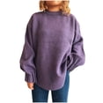 thumbnail image 1 of Ounisa Sweaters for Women Long Sleeve Round Neck Striped Knit Drop Shoulder Fall Jumper 2025 Henley Pullover, 1 of 2
