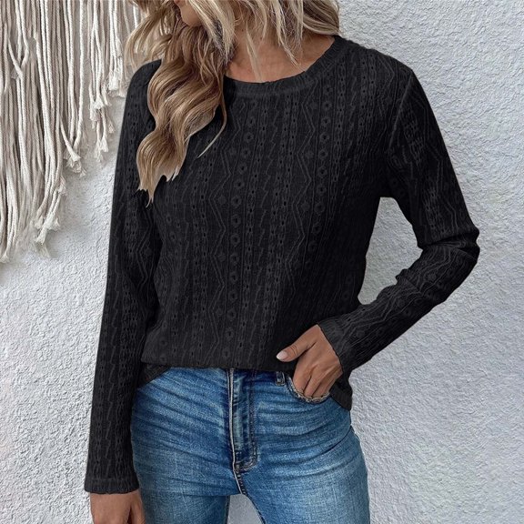 Ounisa Sweatshirts for Women Crewneck Long Sleeve Shirts Tunic Tops for Leggings Fall Fashion