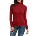 thumbnail image 1 of Ounisa Turtleneck Ribbed Sweaters for Women Cute Knitted Warm Fitted Sweater S-2XL, 1 of 8