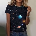 thumbnail image 1 of Ounisa Unisex Short Sleeve T Shirts Crew Neck Starry Sky Galaxy Print Casual Soft Loose Fit Spring Summer Daily Wear Fashion Tops S-5XL, 1 of 6