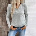 thumbnail image 1 of Ounisa V Neck Long Sleeve Shirts for Women Casual Fall Tops Lightweight Tunic Sweaters Fashion Clothes Loose Fit 2025, 1 of 7