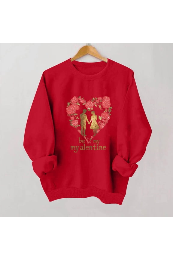 Valentine's Sweatshirt for Women Cute Love Heart Shirts Casual Long Sleeve Valentine Tshirt Clothes Tops