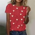 thumbnail image 1 of Ounisa Valentines Shirts Women Love Heart Graphic Print Short Sleeve Tee Tops, 1 of 5