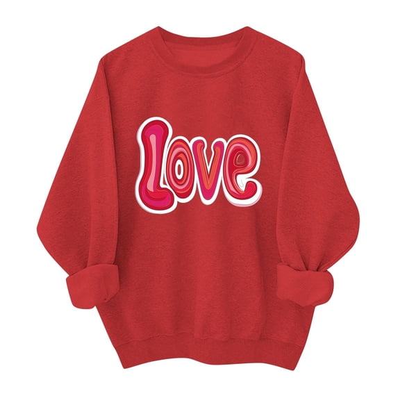 Ounisa Valentines Sweatshirt Women Gnomes Shirts Love Heart Letter Sweater Crewneck Long Sleeve Pullover Tops