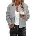 thumbnail image 1 of Ounisa Women Bomber Jacket Casual Fall Winter Button Coats Tops Down Varsity Jackets Shackets with Pockets Outerwear, 1 of 6