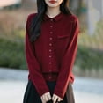 thumbnail image 1 of Ounisa Women Cardigan Sweater Button Down Crew Neck Ribbed Knit Sweater with Pockets, 1 of 3