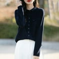 thumbnail image 1 of Ounisa Women Cardigan Sweater Button Down Crew Neck Ribbed Knit Sweater with Pockets, 1 of 3