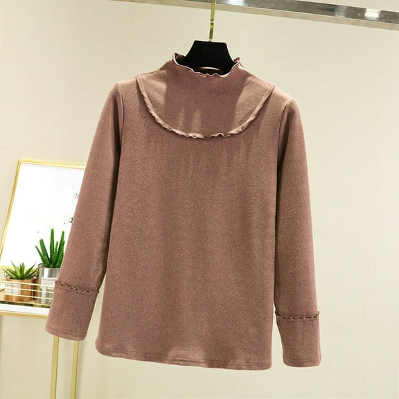 Ounisa Women Cowl Neck Sweaters Turtleneck Long Sleeve Lightweight Knit Stretchable Loose Fit Sweater Pullover Warm Tops