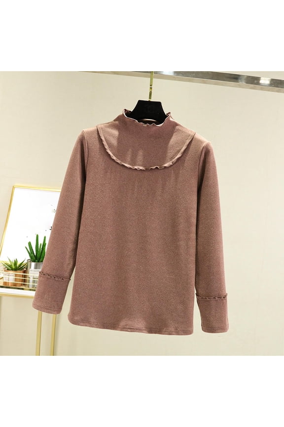 Women Cowl Neck Sweaters Turtleneck Long Sleeve Lightweight Knit Stretchable Loose Fit Sweater Pullover Warm Tops