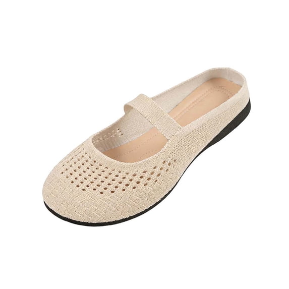 Ounisa Women Faux Suede Round Toe Mary Jane Flats Elastic Strap Solid Color Casual Slip On Ballet Flat Shoes for Daily Wear