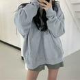 thumbnail image 1 of Ounisa Women Harajuku Zip Up Hoodie Vintage Long Sleeve Oversized Solid Color Hoodies Korean Pocket Drawstring Sweatshirts, 1 of 6