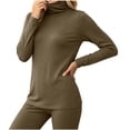 thumbnail image 1 of Ounisa Women High Turtleneck Baselayer Tops Long Sleeve Built In Bra Pads Soft Thermal Shirts Solid Color Slim Daily Underwear, 1 of 6
