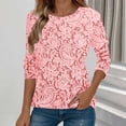 thumbnail image 1 of Ounisa Women Long Sleeve Shirts Rib Knit Slim Fit Elegant Printed Tops Basic Tee 2025 Fall Outfits Casual T Shirt Clothes, 1 of 7
