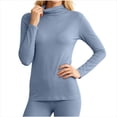 thumbnail image 1 of Ounisa Women Mock Neck Baselayer Tops Long Sleeve Built In Bra Pads Soft Thermal Shirts Solid Color Slim Daily Underwear, 1 of 6