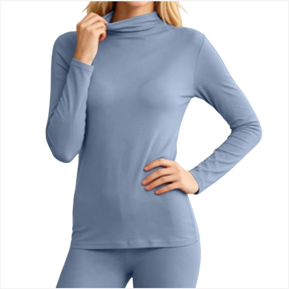 Ounisa Women Mock Neck Baselayer Tops Long Sleeve Built In Bra Pads Soft Thermal Shirts Solid Color Slim Daily Underwear