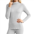 thumbnail image 1 of Ounisa Women Mock Neck Baselayer Tops Long Sleeve Built In Bra Pads Soft Thermal Shirts Solid Color Slim Daily Underwear, 1 of 6