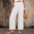 thumbnail image 1 of Ounisa Women Office Wide High Waist Pants Loose Fit Elastic Waist Pleated Front Trousers for Work Casual, 1 of 7