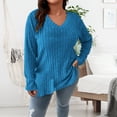 thumbnail image 1 of Ounisa Women Plus Size Casual Knit Sweater V Neck Solid Color Tops Lightweight Long Sleeve Blouses, 1 of 8