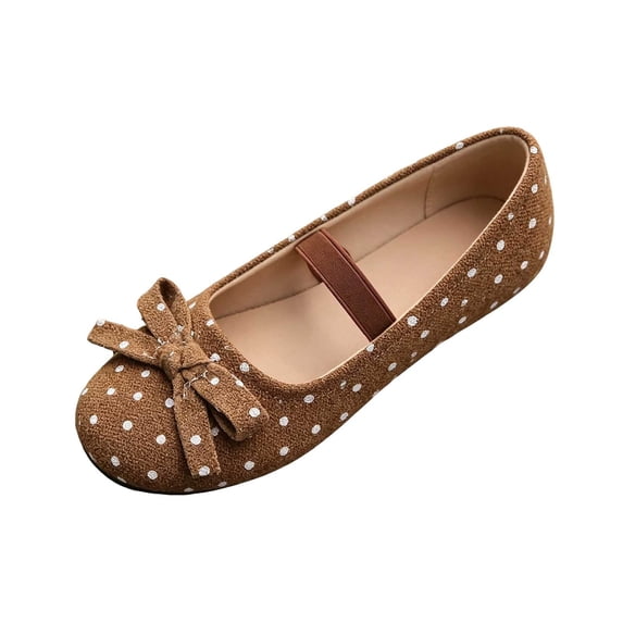 Ounisa Women Polka Dot Mary Jane Flats Bow Decor Soft Non Slip Sole Flock Casual Ballet Shoes Daily Dating Shopping Street Footwear