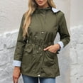 thumbnail image 1 of Ounisa Women Rain Jacket Lightweight Waterproof Raincoat Lined Outdoor Hooded Windbreaker Trench Coat, 1 of 4