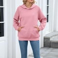 thumbnail image 1 of Ounisa Women Solid Basic Fleece Letter Loose Hoodie Sweatshirt Long Sleeve Kangaroo Pocket Drop Shoulder Pullovers Top, 1 of 7