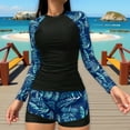 thumbnail image 1 of Ounisa Women Split Two-Piece Swimsuit Breathable Mesh Short Sleeve Floral Print Swim Dress with Boyshorts Modest Bathing Suit, 1 of 6