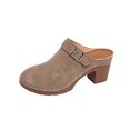 thumbnail image 1 of Ounisa Women Suede Like Clog Mules Closed Round Toe Wooden Look Block Heel Slip On Backless Mules Buckle Strap Casual Footwear Spring Summer, 1 of 7