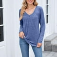 thumbnail image 1 of Ounisa Women Tops Long Sleeve Shirts V Neck Loose Fit Soft Casual Solid Color T Shirts Fall Clothing Sweatshirts Sweater Pullover, 1 of 8