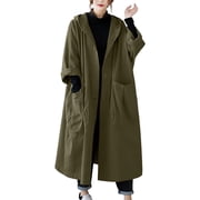 chinese dress ladies Princess Merino Wool Coat, Winter Coat for Women, Hooded Maxi Coat, Long Belted Coat, Warm Outwear, Fit and Flare Swing Coat, 3XL / Burgundy