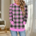 thumbnail image 1 of Ounisa Women's 2025 Fall Long Sleeve Hoodie Plaid Pullover Sweatshirt Lightweight Casual Tops Blouse, 1 of 6