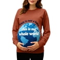 thumbnail image 1 of Ounisa Women's Baseball Crew Neck Solid Color Long Sleeve Maternity T-Shirt Top Pregnancy Shirt, 1 of 6