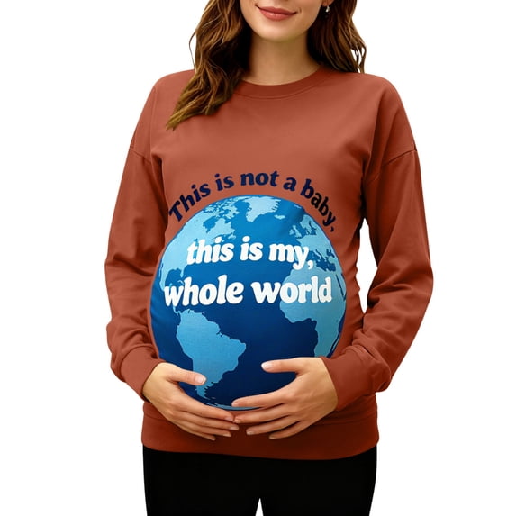 Ounisa Women's Baseball Crew Neck Solid Color Long Sleeve Maternity T-Shirt Top Pregnancy Shirt