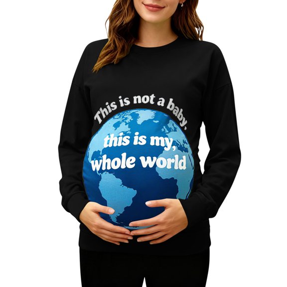 Ounisa Women's Baseball Crew Neck Solid Color Long Sleeve Maternity T-Shirt Top Pregnancy Shirt