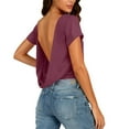 thumbnail image 1 of Ounisa Women's Basic Short Sleeve Scoop Neck Crop Top Backless Shirt, 1 of 7
