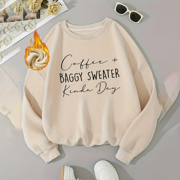Ounisa Women's Casual Sweater Crewneck Letter Printed Sweatshirt Long Sleeve Solid Loose Fitting Pullovers Fall Coats Tops