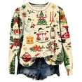 thumbnail image 1 of Ounisa Women's Christmas Sweatshirts Cute Christmas Tree Snowman Snowflake Graphic Long Sleeve Crewneck Shirt Xmas Holiday Party Pullover Blouse, 1 of 2