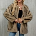 thumbnail image 1 of Ounisa Women's Coat Casual Lapel Fleece Fuzzy Faux Shearling Zipper Coats Warm Winter Oversized Outwear Jackets, 1 of 8