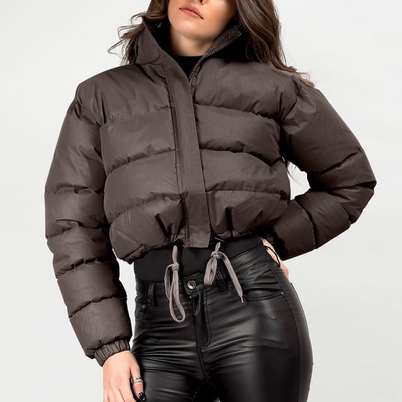 Ounisa Women's Crop Short Jacket Cropped Puffer Fashion Jackets for Women Warm Winter Lightweight Coat