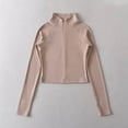 thumbnail image 1 of Ounisa Women's Cropped Lightweight Stretchy Running Track Jackets Full Zip Slim Fit Athletic Tops with Thumb Holes, 1 of 6