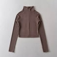thumbnail image 1 of Ounisa Women's Cropped Lightweight Stretchy Running Track Jackets Full Zip Slim Fit Athletic Tops with Thumb Holes, 1 of 8