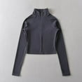 thumbnail image 1 of Ounisa Women's Cropped Lightweight Stretchy Running Track Jackets Full Zip Slim Fit Athletic Tops with Thumb Holes, 1 of 6