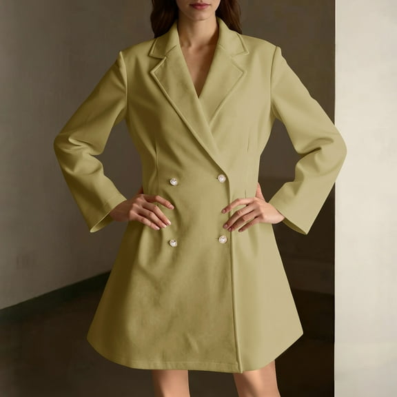 Ounisa Women's Double Breasted Blazer Formal Dinner Peak Lapel Suit Jacket