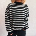 thumbnail image 1 of Ounisa Women's Fall Sweatshirts Long Sleeve Striped Pullover Sweaters 2025 Trendy Round Neck Casual Knit Tops, 1 of 5