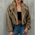 thumbnail image 1 of Ounisa Women's Faux Fur Coat Fluffy Faux Fur Jacket Long Sleeve Lapel Furry Winter Jackets Shaggy Parka Short Coat, 1 of 8