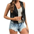 thumbnail image 1 of Ounisa Women's Fringe Vest 60s 70s Hippie Vest Sleeveless Cowgirl Western Faux Suede Tassel Leather Jacket Hippie Party, 1 of 7