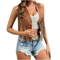thumbnail image 1 of Ounisa Women's Fringe Vest 60s 70s Hippie Vest Sleeveless Cowgirl Western Faux Suede Tassel Leather Jacket Hippie Party, 1 of 7