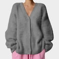 thumbnail image 1 of Ounisa Women's Fuzzy Knit Cardigan Button Down Long Sleeve V Neck Furry Sweater Coat Slouchy Loose Cardigans Outwear, 1 of 6