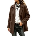 thumbnail image 1 of Ounisa Women's Lapel Peacoat Solid Color Blend Coat Double Pockets Long Sleeve Business Winter Outerwear, 1 of 6