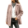 thumbnail image 1 of Ounisa Women's Lapel Peacoat Solid Color Blend Coat Double Pockets Long Sleeve Business Winter Outerwear, 1 of 6