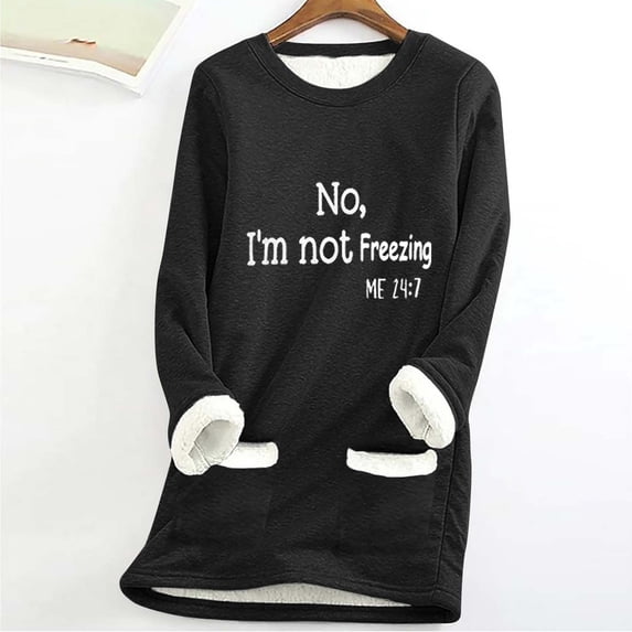 Ounisa Women's Letter Print Crewneck Casual Loose T Shirt Long Sleeve Tunic Tops Sweatshirt with Pockets